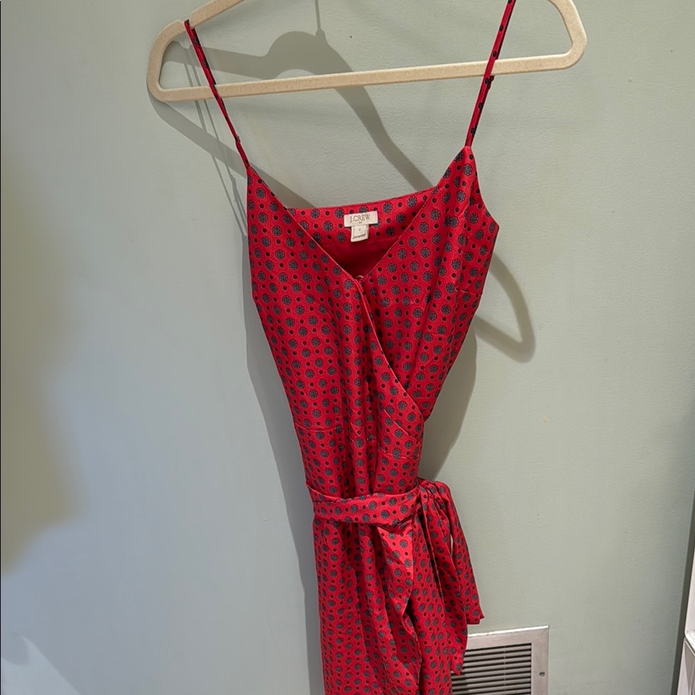 J Crew beautiful red wrap dress with tie. EUC